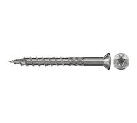 fischer Tornillos para terrazas de 5 x 80 cm, cabeza avellanada parcialmente roscada, acero inoxidable A2, estrella interior, Torx para atornillar tablones de patio a subestructuras de madera, paquete