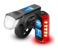 Fischer Twin - Juego de Luces LED para Bicicleta, iluminación de Suelo de 360°, 30 Lux, batería Recargable con USB C, Montaje Delantero y Trasero sin Herramientas