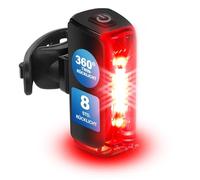 Fischer Twin - Luz Trasera para Bicicleta con luz de Freno, 360° de iluminación de Suelo Trasera, luz de Bicicleta con batería, Montaje sin Herramientas