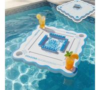 fisdpopar Mesa flotante Mahjong para piscina, tablero de juego flotante impermeable de doble cara para mahjong y póquer, mesa de cartas flotante para piscina, dominó, scrabble, rummikub, piscina y