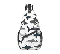 Fish and Shark Cute Cartoon Sheep Hombres Mujeres Sling Backpack, Shoulder Chest Bag, Crossbody multipropósito, para Caminatas, Viajes, Deportes Informales