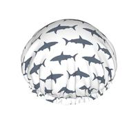 Fish And Shark - Gorro de ducha reutilizable de lujo para mujer, doble capa de protección elástica, para spa y salón de belleza