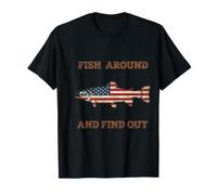 Fish Around and Find Trout American Flag Patriotic Angler Camiseta
