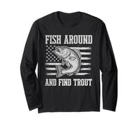 Fish Around and Find Trout Vintage Fishing Manga Larga