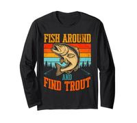 Fish Around and Find Trout Vintage Fishing Manga Larga