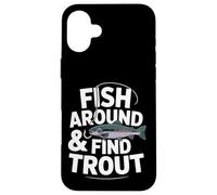 Fish Around and Find Trout - Vintage Fishing Meme Humor Carcasa para iPhone 16 Plus