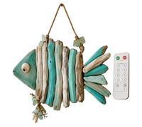 Fish Art Wall Decor - LED Nautical Rope Pendant, Remote Control Light