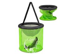 Fish Basket - Circular Foldable Mesh Bucket Live Lure Net Cage | Round Buoyancy, Floating Shrimp Bait Fishing Gear For Outdoor Lake River Saltwater Crayfish Shrimps Catfish Ice