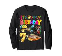 Fish Birthday Boy Party Animal 7º cumpleaños Manga Larga