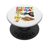 Fish Birthday Boy Party Animal 7º cumpleaños PopSockets PopGrip Adhesivo