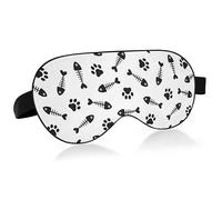 Fish Bone and Cat Paw Sleep Mask Lightweight Soft Breathable Eye Mask with Adjustable Strap Blackout Eye Mask for Women Men for Travel Night Sleeping