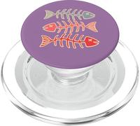 Fish Bones Retro Fun Food Fishing Cat Toy en Morado, Rosa y Rojo PopSockets PopGrip para MagSafe