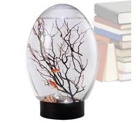Fish Bowl, Small Fish Tank with Led Light, 7.09x4.72 Inches Funny Table Centerpiece, Transparent Portable Fan Branch Tree Ornament for Home, Studio, Hotel