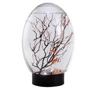Fish Bowl, Small Fishes Tank with LED Light, Funny Table Centerpiece, Portable Fan Branch Tree Ornament for Home, Studio, Hotel, Unique Decorative Fish Tank, 7.09x4.72 pulgadas