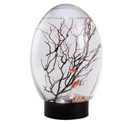 Fish Bowl, Small Led Aquarium, Decorative Table Centerpiece, Portable Fan Branch Ornament, 7.09x4.72 Inches Modern Home and Studio Decor For Hotels and Offices
