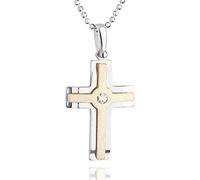 fish Cadena de plata para niño, niña plata de ley 925 elementos Swarovski colgante de cruz de plata chapada en oro