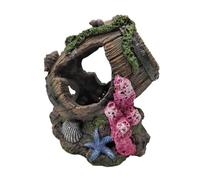 Fish Cave for Aquarium, Resin BettaSafe House, ShrimpSafe House Barrel, Underwater Tank Ornament, Decorative Landscape Accessory, Ideal to Marine Space, Small Fish, Reptile Habitat