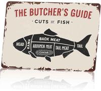 Fish Cut Chart Butcher Reference Metal Wall-Art 8 X 12 in