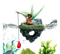 Fish Decorations For Tank - Aquarium Landscaping, Fisherman Floating Island Aquarium Ornament, Floating Fishing Old Man ,for Betta Shrimp Habitat Landscaping Home Apartment Office Restaurant Farmhouse