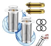 FISH DRAGATE 2 Piezas Tapon Lavabo,Fregadero Cocina,Pop Up Tapón,Filtro Desague Fregadero,Valvula Lavabo para Desagüe De 33 - 55 mm,para Bañera, Cocina