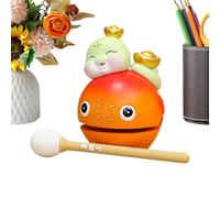 Fish Drum, Calming Wooden Fish Instrument, Traditional Snake Temple Block Percussion Toy, Desk Decoration, Sound Tool, Ideal for Meditation, Relaxation, 3.54x2.17x4.25 Inch
