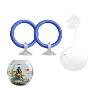 Fish Feeding Ring Round Feeder with Strong Suction Cup | PP Acrylic Material 30g Lightweight | 5.3cm Ring 6cm Mirror 3cm Floating Ball 40cm Waterline | Betta Fish Turtle Guppy Training