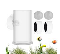 Fish Food Feeder Dish, Transparent Aquarium Feeding Ring with Suction Cup, Acrylic Material, Anti-Drift Leak Net Cylindrical Design For Fish Tank Water Accessories, 1.18x2.76 In, Home Use