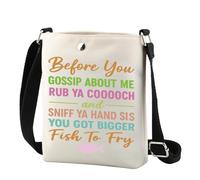 Fish Gift Before You Gossip About Me Rub Ya Cooooch And Sniff Ya Hand Crossbody Bag Funny Sarcastic Gift for Women, Fish to Fry Cr UK, 0