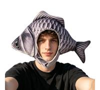 Fish Hat | 3D Plush Crazy Breathable Headwear | Funny Fish Animal Hat | For Halloween Birthday Parties Stage Shows Cosplay Carnival Masquerade Club Photography Kids Adults Boys Themed Events Use