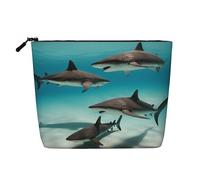 Fish in The Deep Sea - Bolsa de maquillaje de cáñamo falso, organizador de viaje de gran capacidad para viajes de negocios y uso diario
