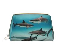 Fish in The Deep Sea - Bolsa de maquillaje portátil de piel para cosméticos, artículos de tocador y artículos esenciales diarios, White, Talla única