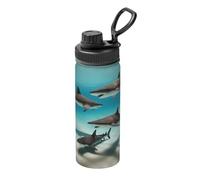 Fish in the Deep Sea - Botella de agua de acero inoxidable impresa, 18 onzas, taza aislada de larga duración para correr, senderismo, ciclismo y montañismo