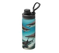 Fish in the Deep Sea - Botella deportiva de acero inoxidable portátil de gran capacidad, adecuada para actividades al aire libre, fitness, desplazamientos