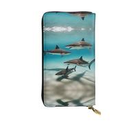 Fish in the Deep Sea - Cartera larga de piel para niñas y mujeres con múltiples compartimentos, color negro, talla única, Black, Talla única