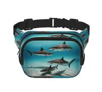 Fish in the Deep Sea - Riñonera cuadrada de doble capa con correa ajustable para actividades al aire libre, color negro, talla única, Black, Talla única