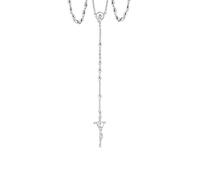 fish Lujoso Rosario De Plata Con Colgante De Cruz Para Niños