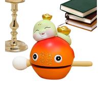 Fish Musical Instrument, Wooden Zen Mokugyo Drum, Hand-Carved Percussion Block with Resonant Tone, Traditional Temple Instrument for Meditation, Yoga, New Year Rituals, Kids, Adults, Orange