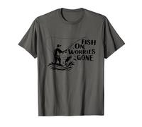 Fish On Worries Gone Funny Relajante Alivio del estrés Pesca Camiseta