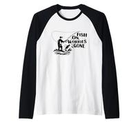 Fish On Worries Gone Funny Relajante Alivio del estrés Pesca Camiseta Manga Raglan