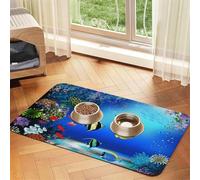 Fish Plants Tropical Marine Nature Life Seaweed,Waterproof Pet Feeding Mat,PU Leather Placemats for Cat Dog Water Bowl,Food Mats,40x60cm