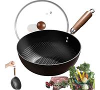 Fish Scale Pattern Flat Bottom Non-Stick Pan, 2025 New Uncoated Non-Stick Household Cooking Pan, 7.9/8.7/9.5/10.4/11.1in High Purity Frying Pans, for Suitable Cooker Gas Stir (9.5in(for 3-4 people))
