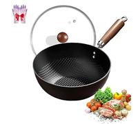 Fish Scale Pattern Flat Bottom Non-stick Pan, 2025 New Uncoated Non-Stick Household Cooking Pan, High Purity Frying Pans for Cooking, Suitable Cooker Gas Stir Fry Pans (9.45in(24cm))