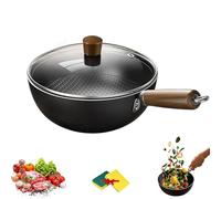 Fish Scale Pattern Flat Bottom Non-stick Pan, 2025 New Uncoated Non-Stick Household Cooking Pan, High Purity Frying Pans, Dishwashers Friendly, Suitable Cookers Gas (7.8in)