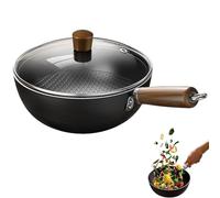 Fish Scale Pattern Flat Bottom Non-Stick Pan, 2025 New Uncoated Non-Stick Household Cooking Pan, High Purity Frying Pans for Cooking, Handmade Round Wok, Suitable Cooker Gas (11in)