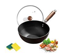 Fish Scale Pattern Flat Bottom Non-Stick Pan, Handmade Round Cooking Wok, High Purity Frying Pans for Cooking, Suitable Cooker Gas Stir Fry Pan (28cm)