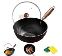 Fish Scale Pattern Flat Bottom Non-stick Pan with Lid, 2025 New Uncoated Non-Stick Household Cooking Pans, Round Cooking Frying Pan for Induction & Gas Stoves, Easy to Clean (7.8in)