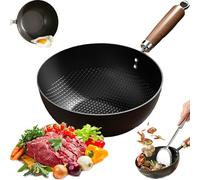 Fish Scale Pattern Flat Bottom Non-Stick Pan with Lid, Handmade Round Cooking Wok, Multifunctional Ultra-Durable Scratch-Resistant Non Stick Pans for Induction and Gas Stoves (no lid,24cm/9.44in)