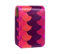 Fish Scales - Estuche de lápiz labial portátil náutico rojo para viajes, mini caja de almacenamiento de lápiz labial con espejo para mujeres y mujeres, bolsa de cosméticos de cuero, Varios colores, 9.5x2x7 cm/3.7x0.8x2.7 in