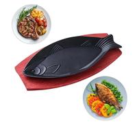Fish Shaped Cast Iron Grill Pan | Nonstick Grilling Cookware With Tray