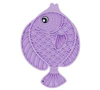 Fish Shaped Pet Feeding Pad, Soft Silicone Feeding Mat, Non Slip Cat Treat Dispenser, Pet Slow Feeding Enrichment Mat 9.84x6.89" for Dogs, Cats, Pets (Blue, Purple, Yellow)
